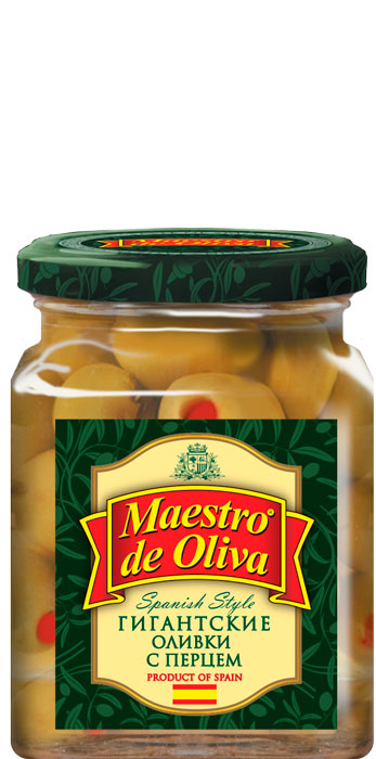 Maestro de Oliva Big green olives with paprika «Spanish style»