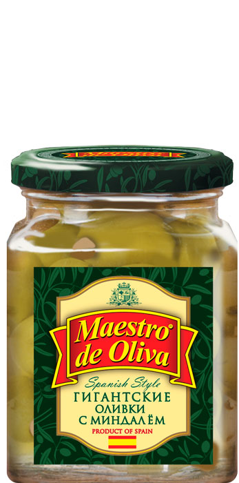 Maestro de Oliva Big green olives with whole almond «Spanish style»