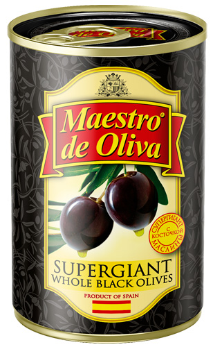 Maestro de Oliva Super giant whole black olives