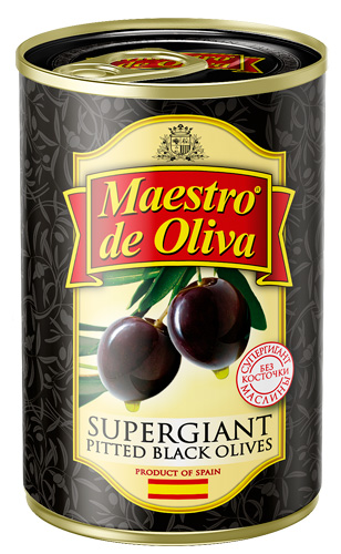 Maestro de Oliva Super giant pitted black olives