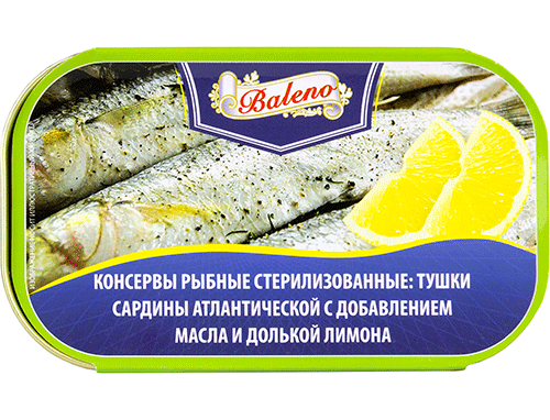 Baleno Sardine with sliced lemon in oil