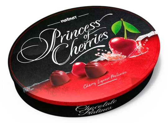 Magnat «Princess of Cherries» Milk chocolate pralines with cherry filling (alcohol-free)