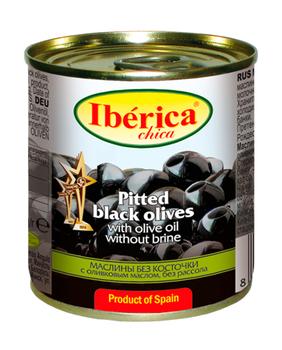 Iberica Pitted black olives chica with olive oil without brine