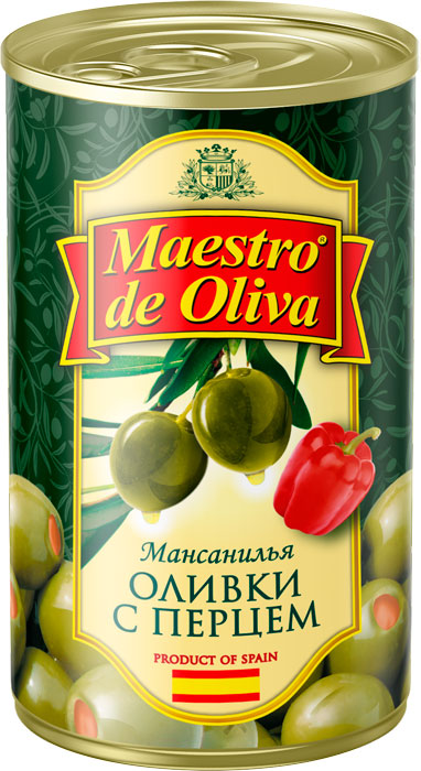Maestro de Oliva green olives stuffed with paprika