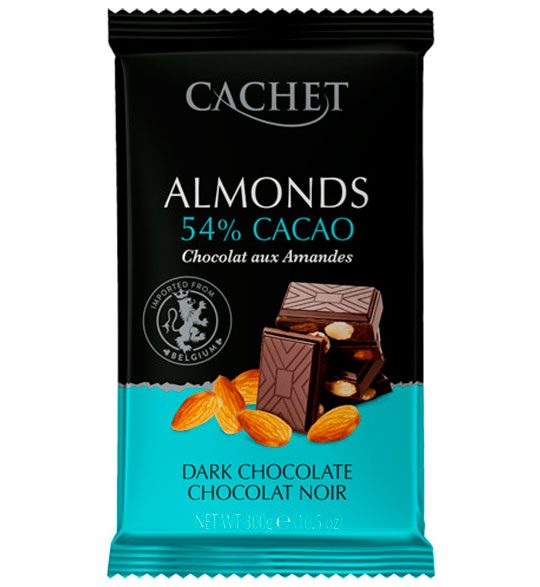 Cachet dark chocolate 54% with almonds