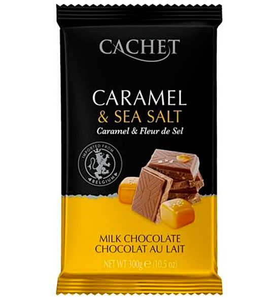 Cachet milk chocolate with caramel and sea salt