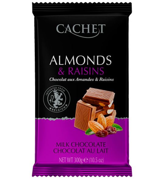 Cachet milk almonds and raisins молочный шоколад с миндалем и изюмом