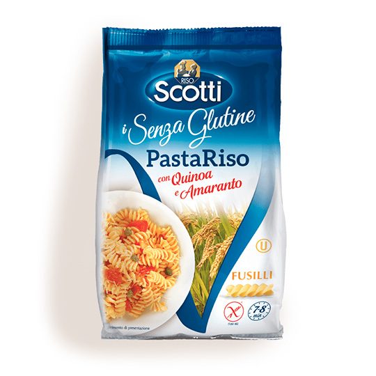 Riso Scotti Fusilli from rice flour, with quinoa and amaranth, gluten free