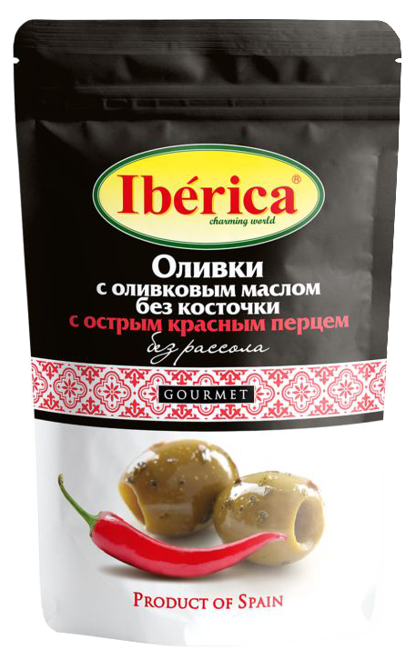 Iberica Pitted olives with olive oil and hot red pepper (without brine)