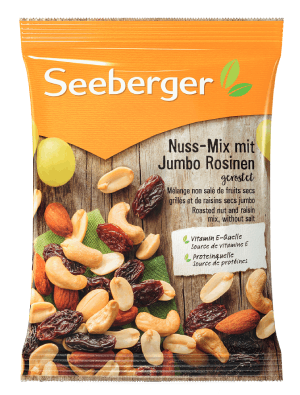 Seeberger Roasted nut and raisin mix, without salt