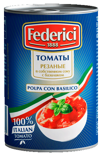 Federici Peeled сhopped tomatoes with basil