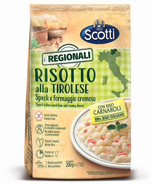 Riso Scotti «Risotto alla Tirolese» Risotto with jerky ham and cream cheese