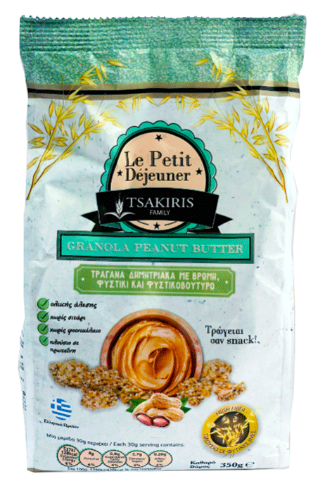 Le Petit Dejeuner Tsakiris Family Гранола с арахисом и арахисовым маслом, хрустящая