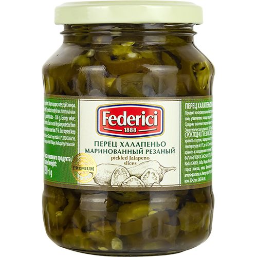 Federici Перец Халапеньо маринованный резаный 370 гр