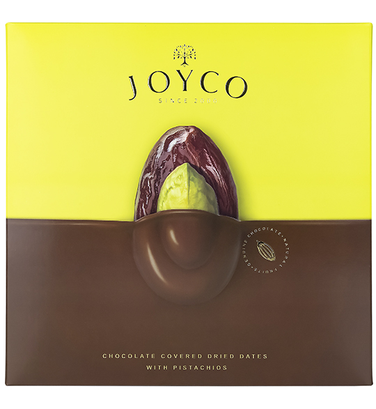 Joyco Шоколадные конфеты “Сухофрукт финика в шоколаде с фисташкой”