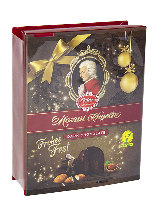 Reber Mozart-Kugel Dark Chocolate Gift Box with Christmas card