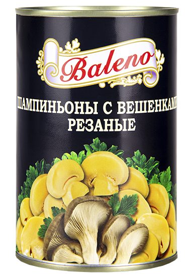 Шампиньоны с вешенками резаные